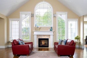 Wood Mantle with Tile Surround