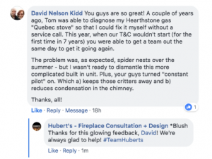 alt="Testimonial Hubert's Fireplace Consultation + Design"